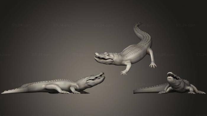 Статуэтки животных (Аллигатор, STKJ_0676) 3D модель для ЧПУ станка